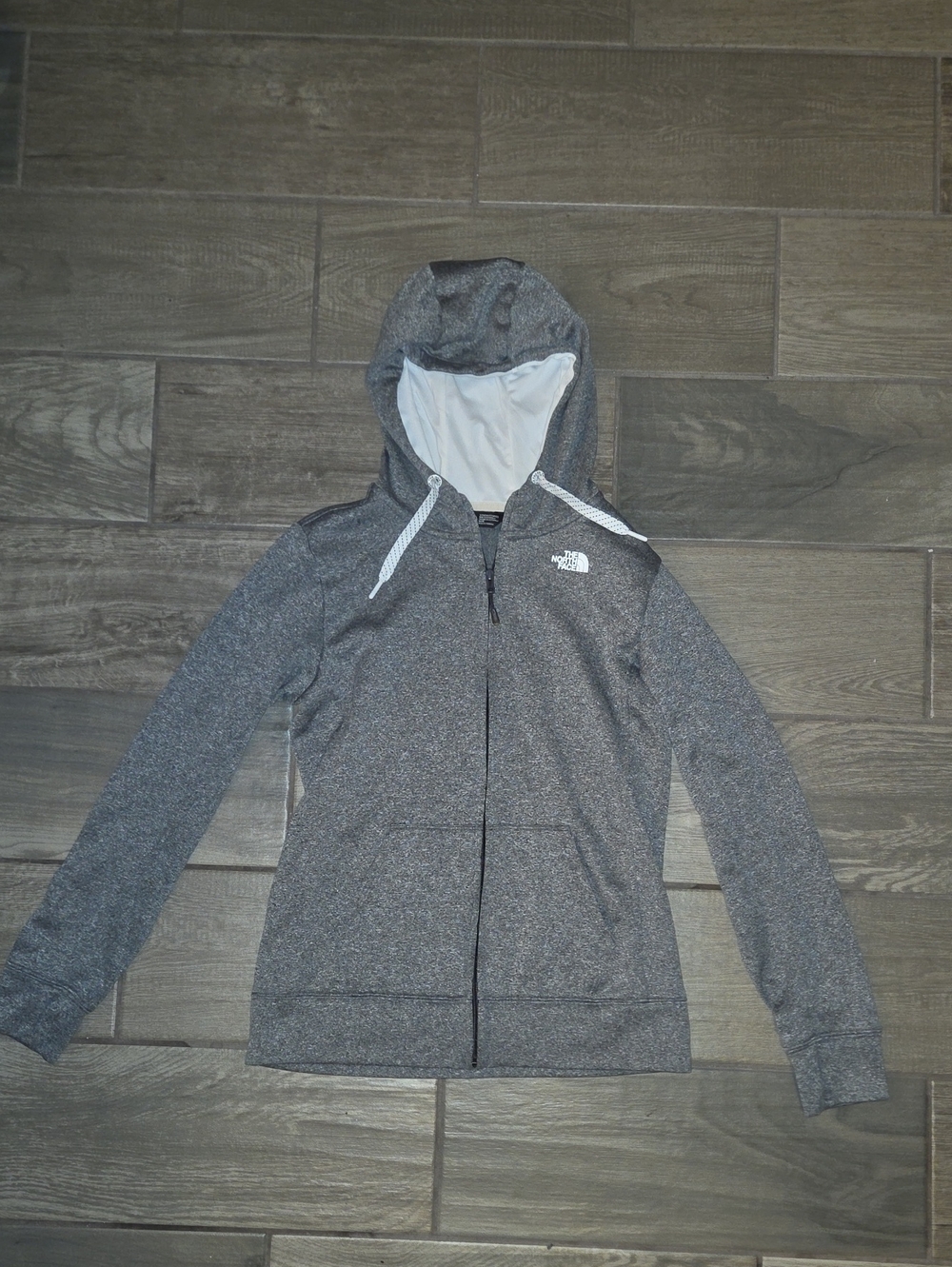 The North Face Women's Heather Gray Full-Zip Hooded Bomber Jacket